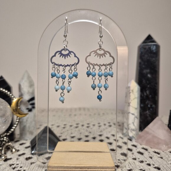 Buckets of Rain Larimar Cloud Earrings - Picture 5 of 6